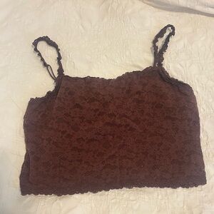 aerie brown lace tank